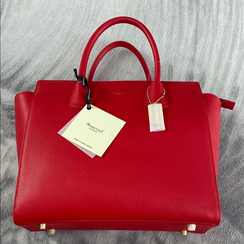 🎉SALE🎉Moncrief Red Leather Satchel with Gold Accents